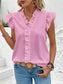 Ruffled V-Neck Cap Sleeve Blouse