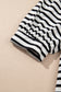 Black Stripe Contrast V Neck Collared Puff Sleeve T Shirt Mini Dress with Pockets