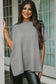 Gray Short Sleeve Side Slit Oversized Sweater