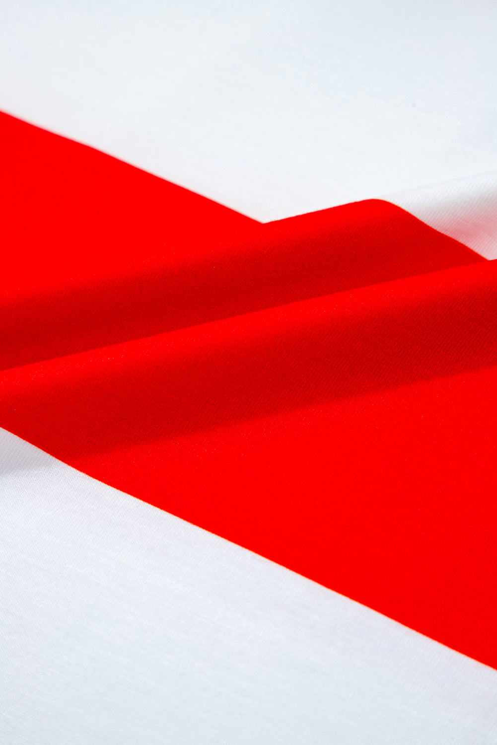 Red Stripe Collar V Neck Cuffed Dolman Short Sleeve Top