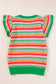 Green Multicolor Flutter Sleeve Knitted Sweater Top