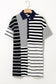 Black Stripe Half Placket Polo T Shirt Dress