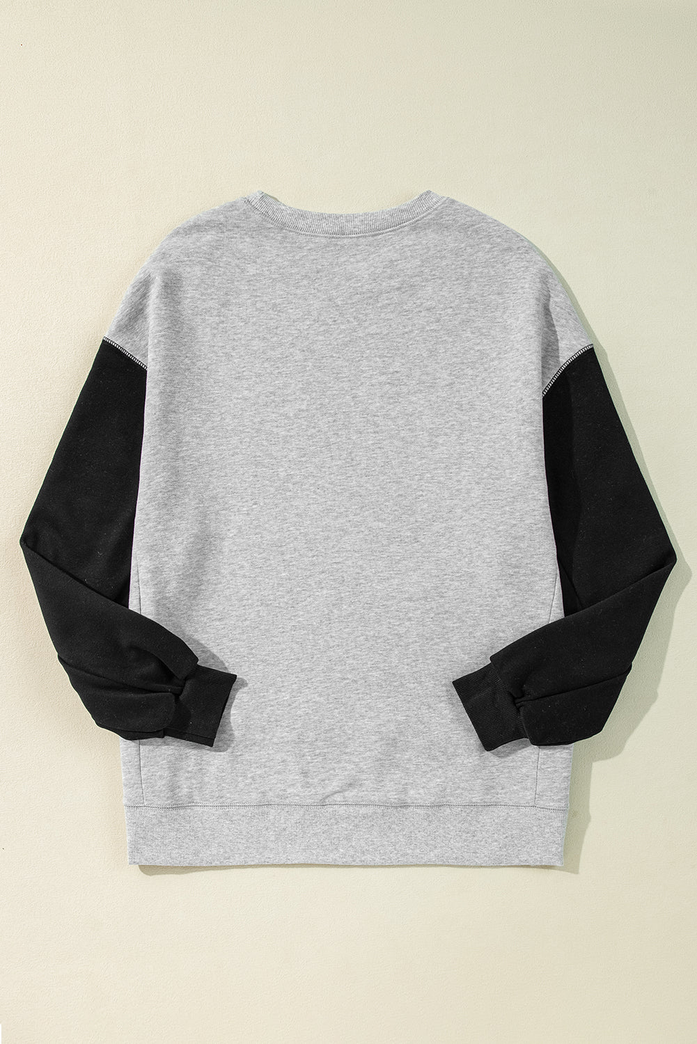 Gray Two Tone Patchwork Drop Shoulder Pullover Sweatshirt