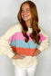 White Colorblock Patchwork Crewneck Drop Shoulder Sweatshirt