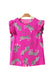 Rose Tiger Pattern Flutter Sleeve Crew Neck Blouse