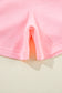 Pink Plus Size Ribbed Exposed Seam Tee and Shorts Set