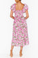 Pink Dainty Floral Smocked Puff Sleeve Flowy Long Dress