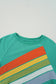 Mint Green Rainbow Colorblock Striped Pullover Sweatshirt