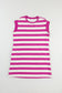 Rose Stripe Cap Sleeve Pocketed Shift T-shirt Dress