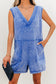 Sky Blue Mineral Wash Pocketed Sleeveless V Neck Loose Romper
