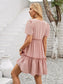 Frill Notched Short Sleeve Mini Dress