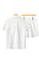 White Textured Stripes Short Sleeve Shirts and Shorts Set