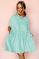 Moonlight Jade Solid Color Pocketed Raw Edge Babydoll Dress