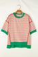 Orange Stripe Oversized Contrast Trim Exposed Seam High Low T Shirt