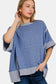 Zenana Contrast Trim Drop Shoulder T-Shirt