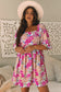 Rose Summer Floral Square Neck Puff Sleeve Babydoll Dress