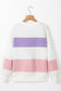 Beige Colorblock Patchwork Drop Shoulder Crewneck Sweatshirt