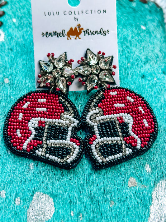 Game Day Beaded Helmets Earrings