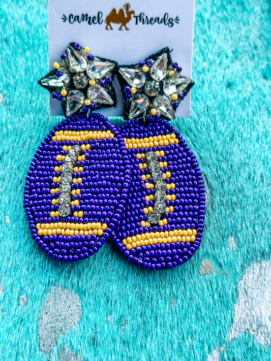 Game Day Football Beaded Earrings