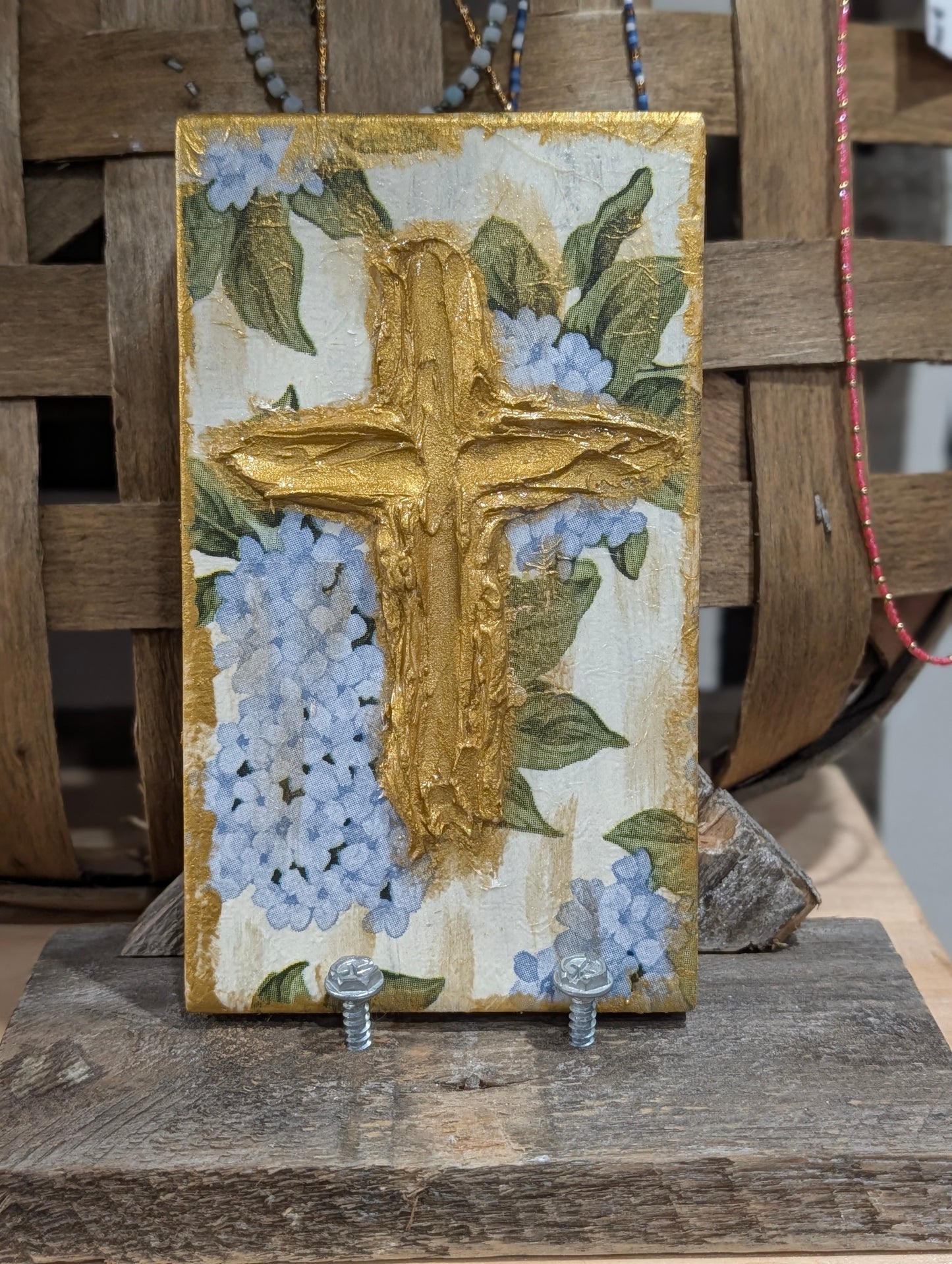 Hydrangea Textured Cross