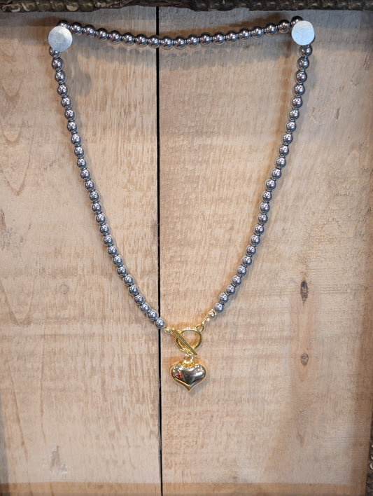 Two Tone Heart Necklace