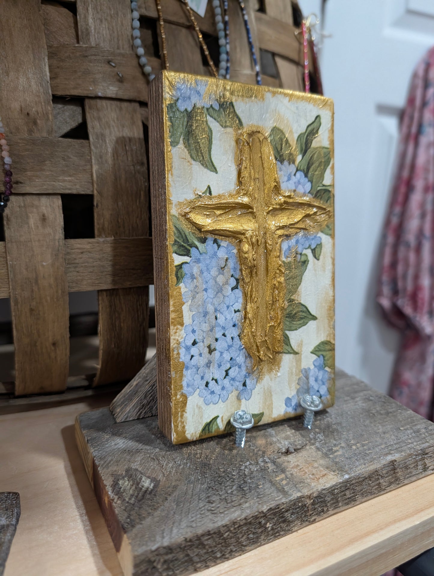 Hydrangea Textured Cross