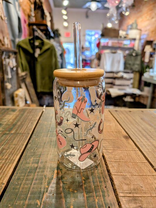 Western Money Bag Glass Cup
