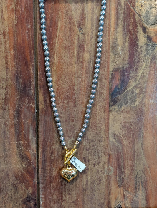 Two Tone Heart Necklace