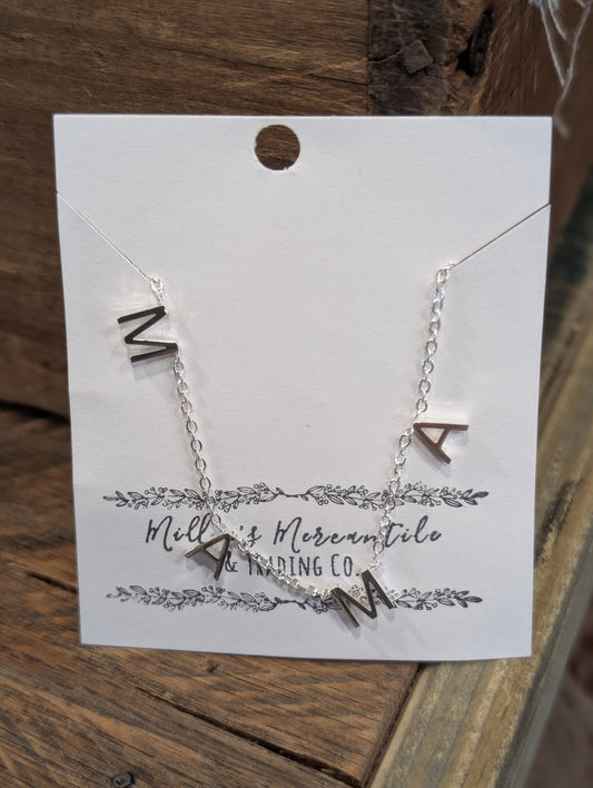 Mama Initial necklace Silver