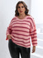 Plus Size Striped Dropped Shoulder Sweater