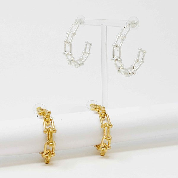 Chained Link Hoop Earrings