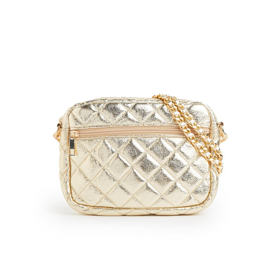 Quilted Small Crossbody Bag with Gold Chain Strap