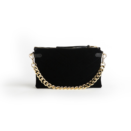 Velvet Envelope Bag with Gold Chain