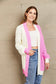 Woven Right Contrast Open Front Dropped Shoulder Longline Cardigan