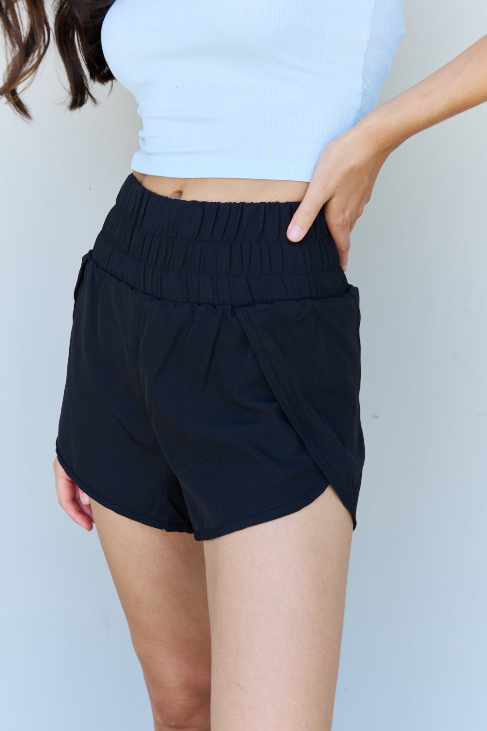 Ninexis Stay Active High Waistband Active Shorts in Black