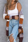 Woven Right Color Block Open Front Ribbed Cuff Cardigan with Pockets