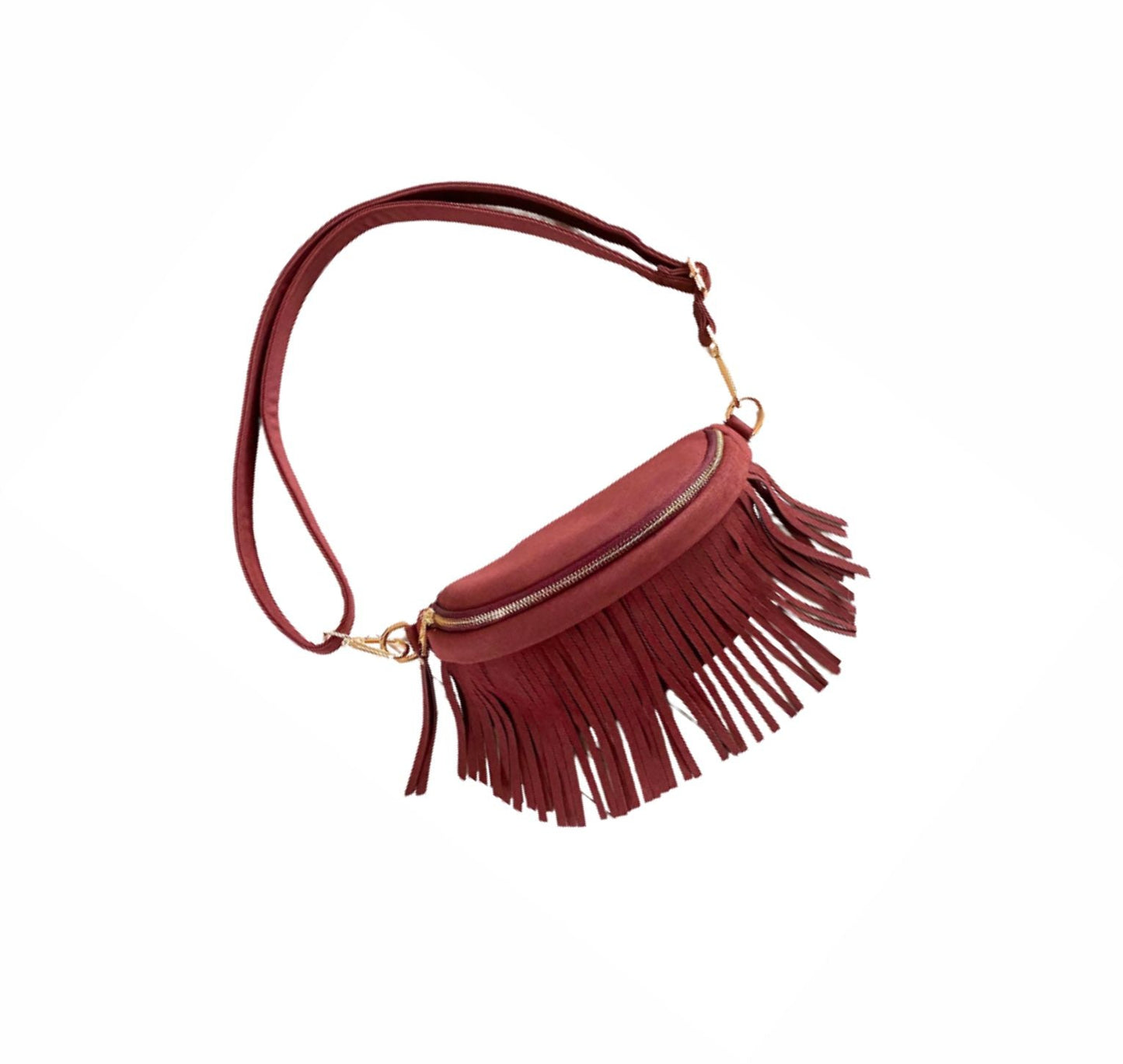 Removable Fringe Western Style Suede Bum Sling Hip Bag