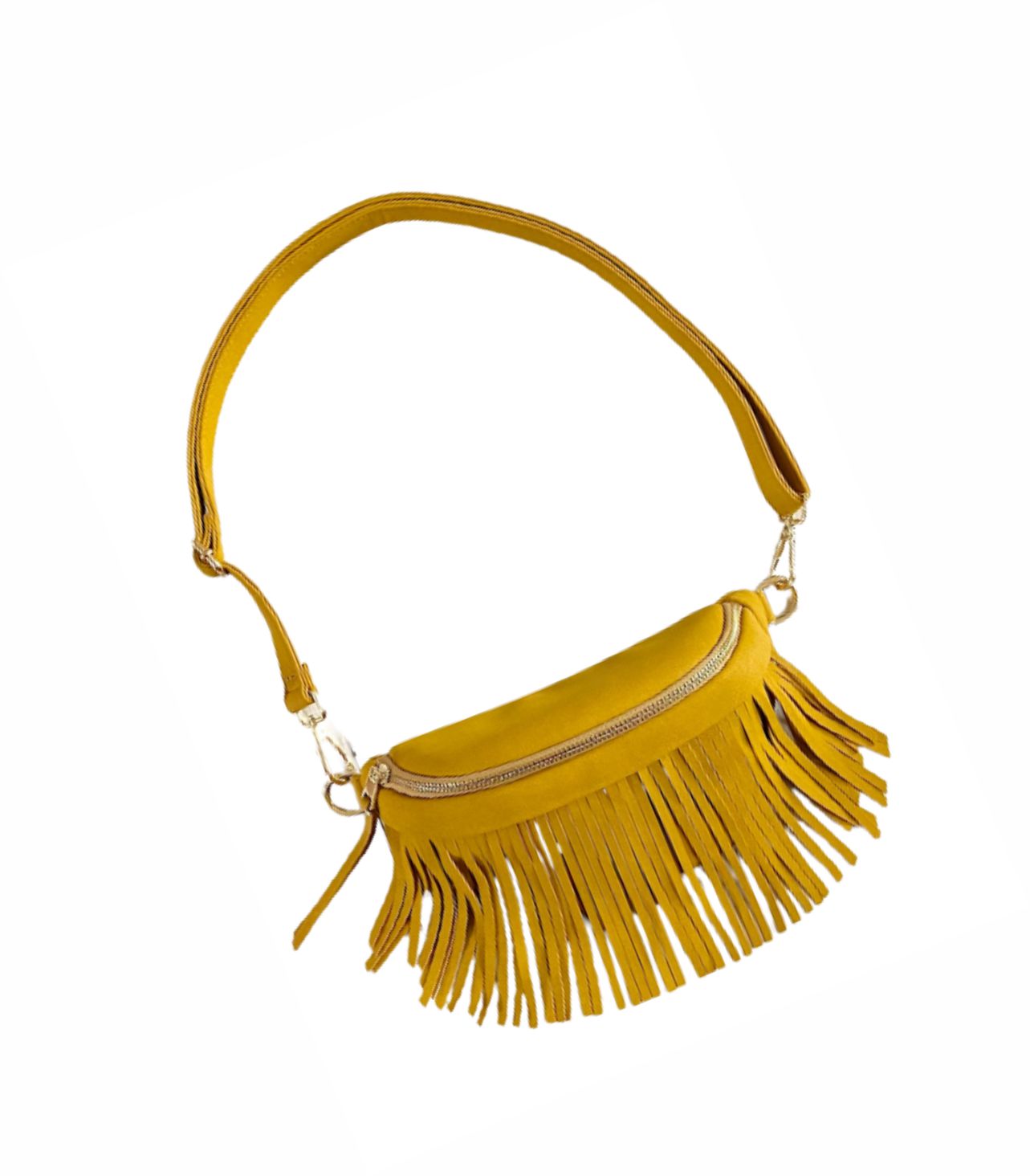 Removable Fringe Western Style Suede Bum Sling Hip Bag