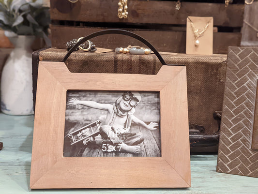 Wooden and Iron Hoop Picture Frame