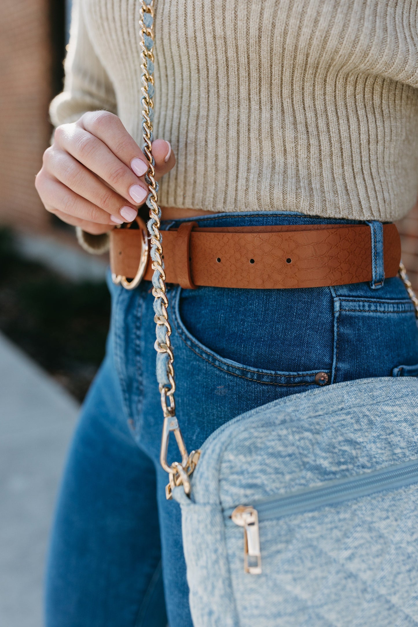 Quilted Small Crossbody Bag with Gold Chain Strap