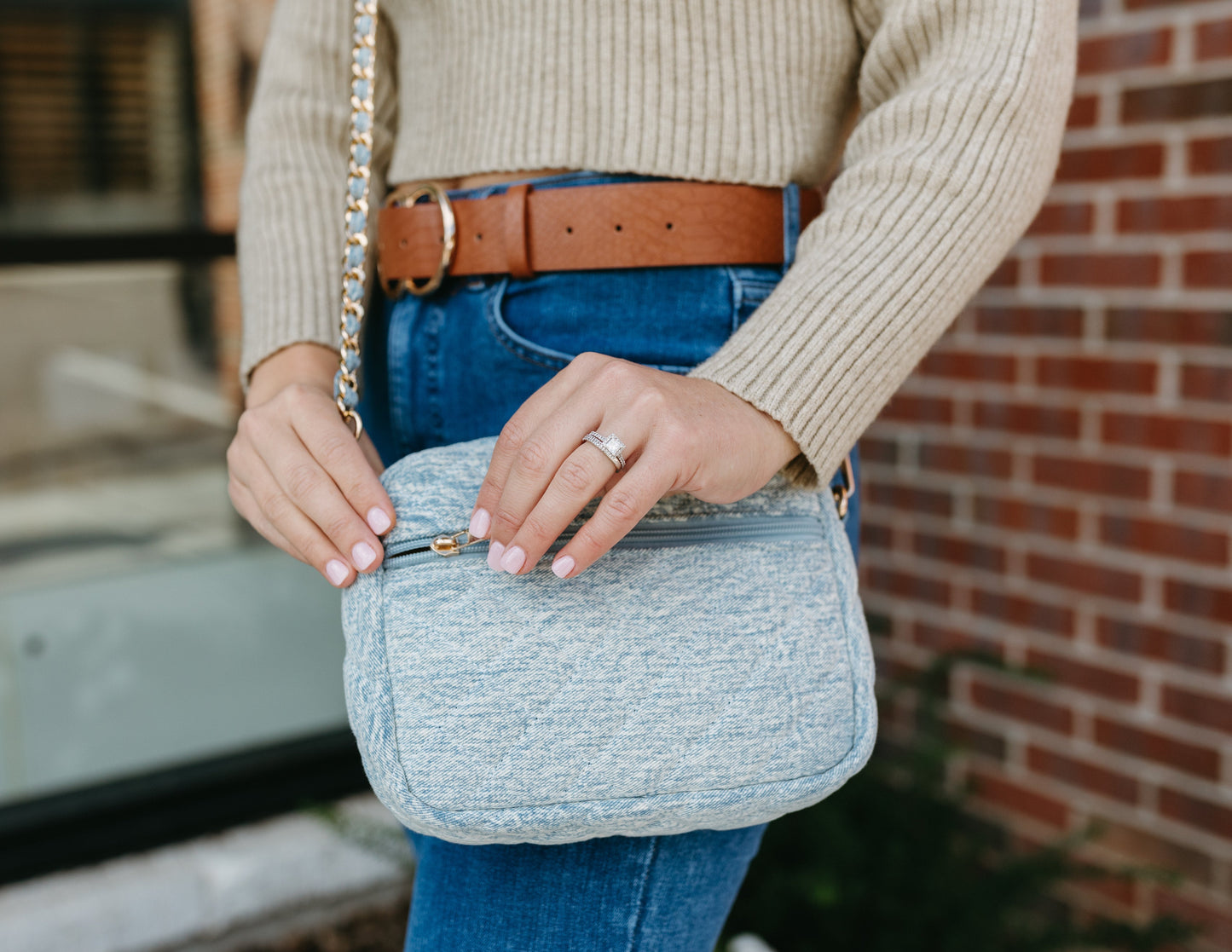 Quilted Small Crossbody Bag with Gold Chain Strap