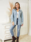 Collared Neck Raw Hem Dropped Shoulder Denim Jacket