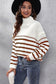 Striped Turtleneck Drop Shoulder Sweater