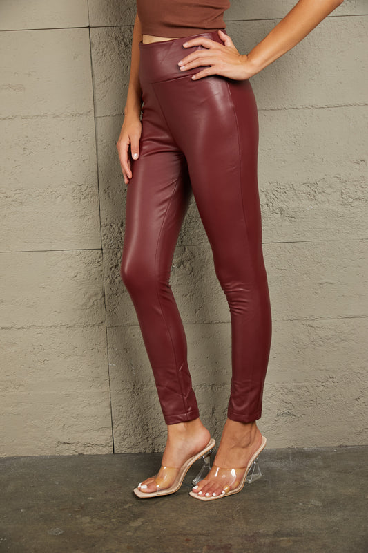 Double Take PU High Waist Straight Pants