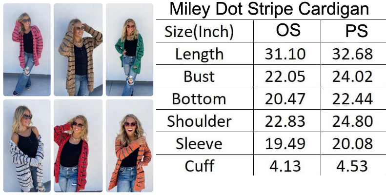 PREORDER: Stripe Miley Dot Cardigan In Assorted Colors